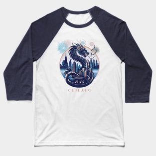 Celestial Dragon Over Chicago - 2024 Lunar New Year Baseball T-Shirt
